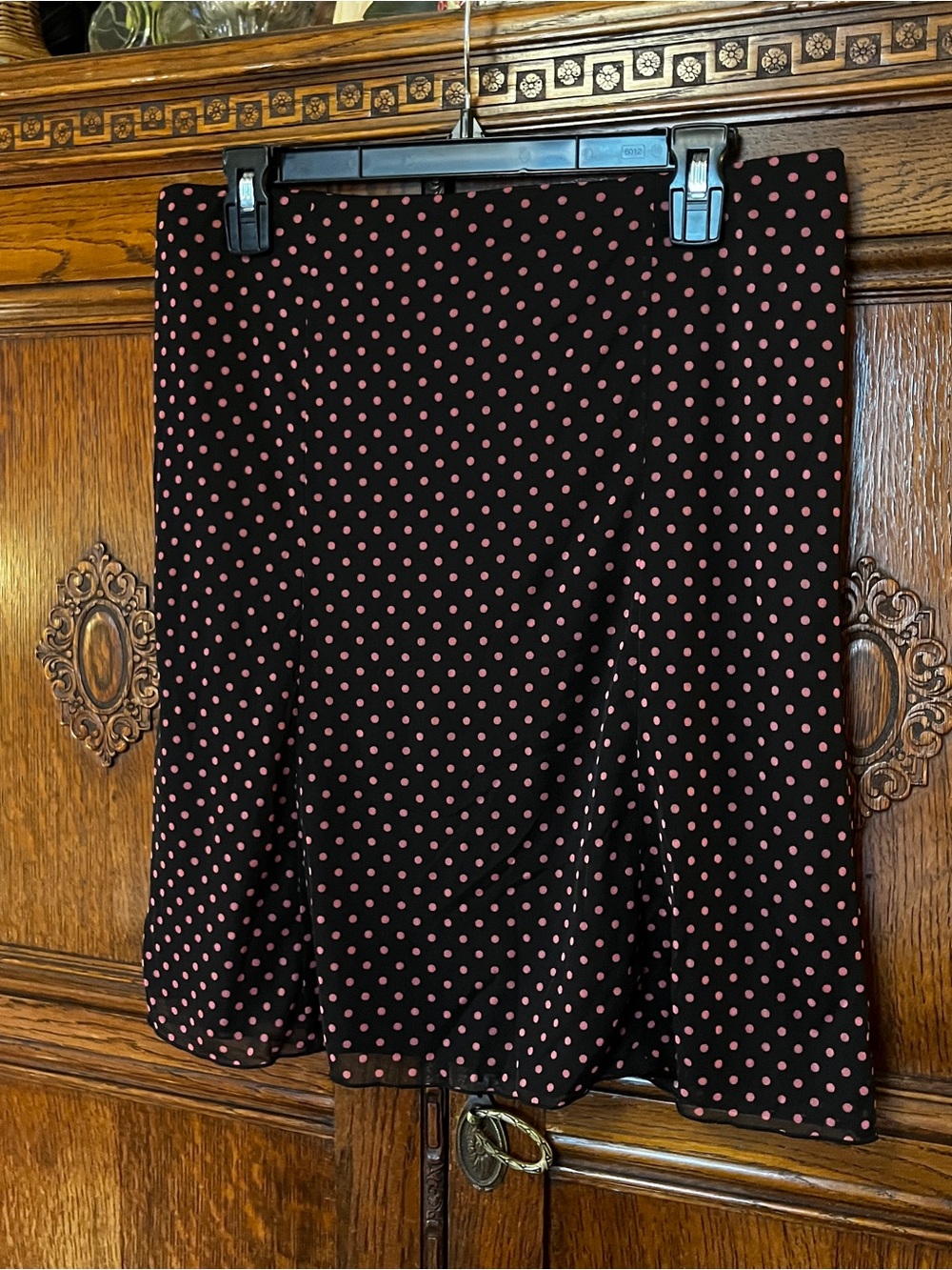 Y2K NWT Express Black & Pink Polka Dot A-Line Skirt - Picture 2 of 8